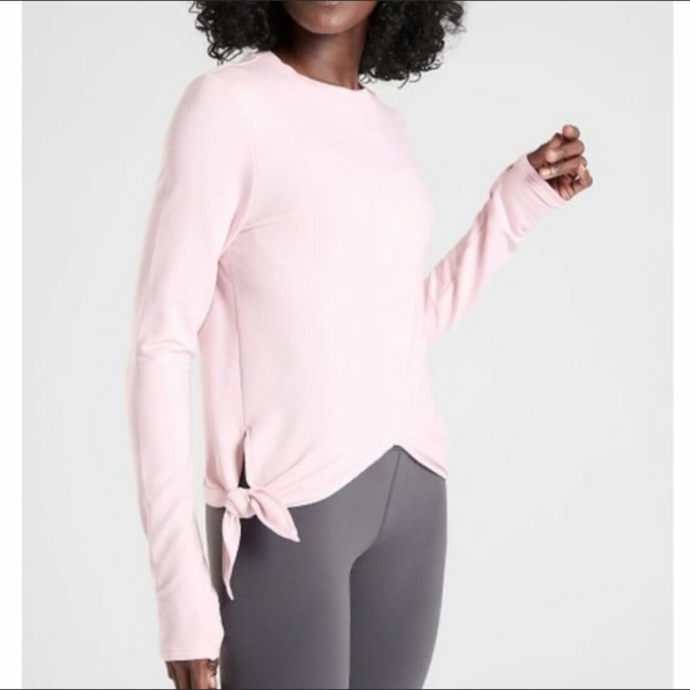 Athleta Nirvara Samsara Side Tie Baby PINK Sweatshirt Large L
